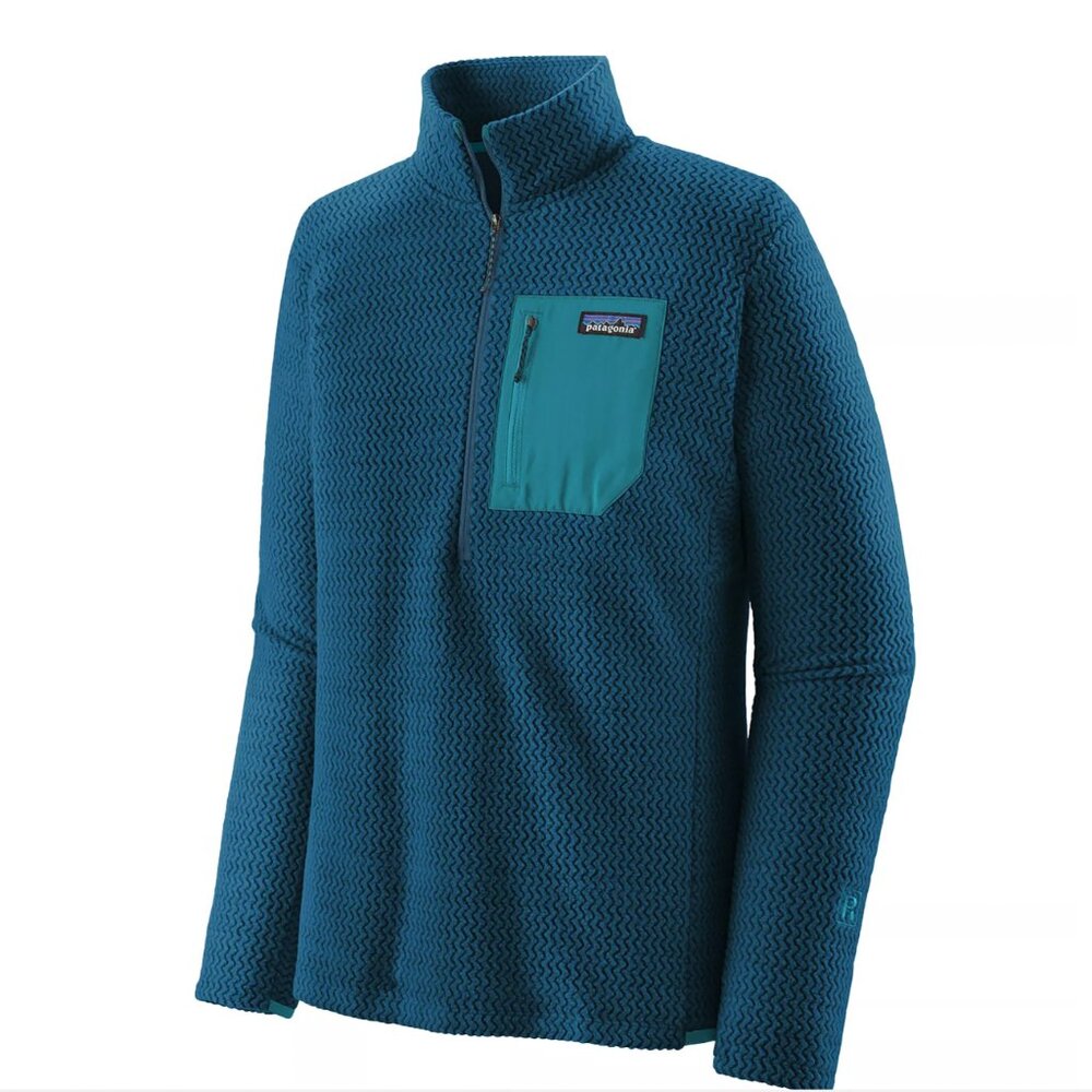 NWT Patagonia Men's R1 Air Zip Neck Fleece Pullover M Lagom Blue Lightweight - Picture 3 of 11